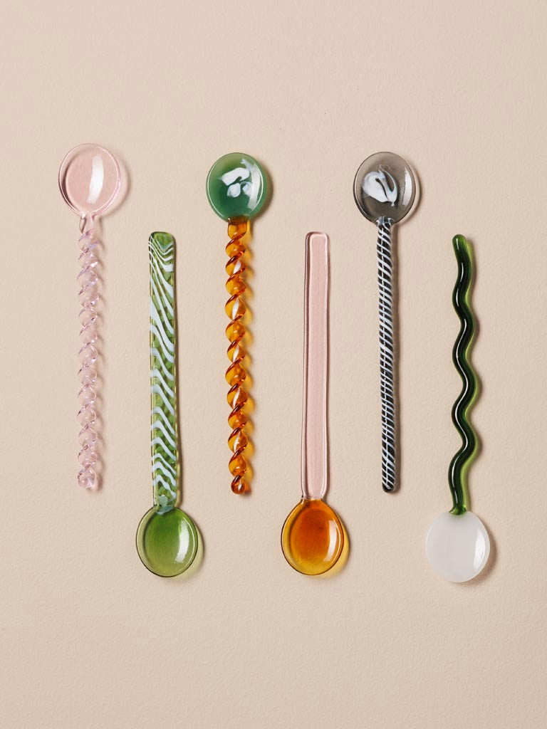 Cuillères en verre coloré | Lot de 6
