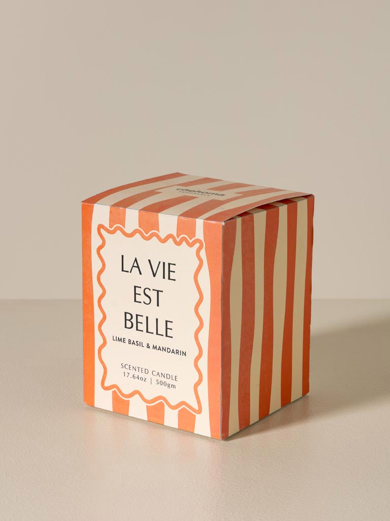 Bougie orange 'La vie est belle' Lime Basil & Mandarin