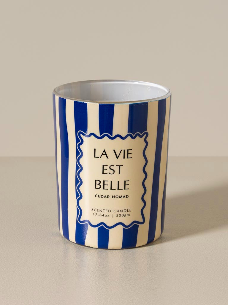 Bougie bleue 'La vie est belle' Cèdre Nomade