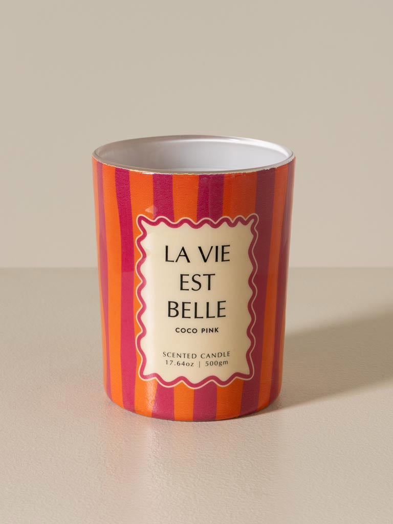 Bougie rose 'La vie est belle' Pink Coco