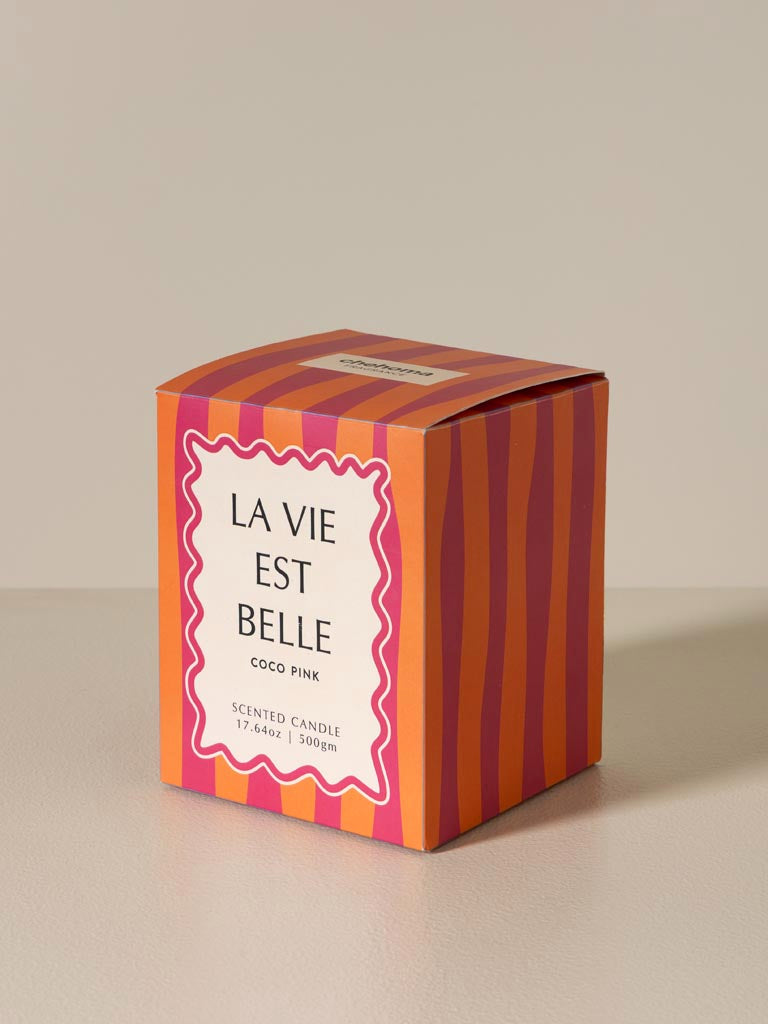 Bougie rose 'La vie est belle' Pink Coco