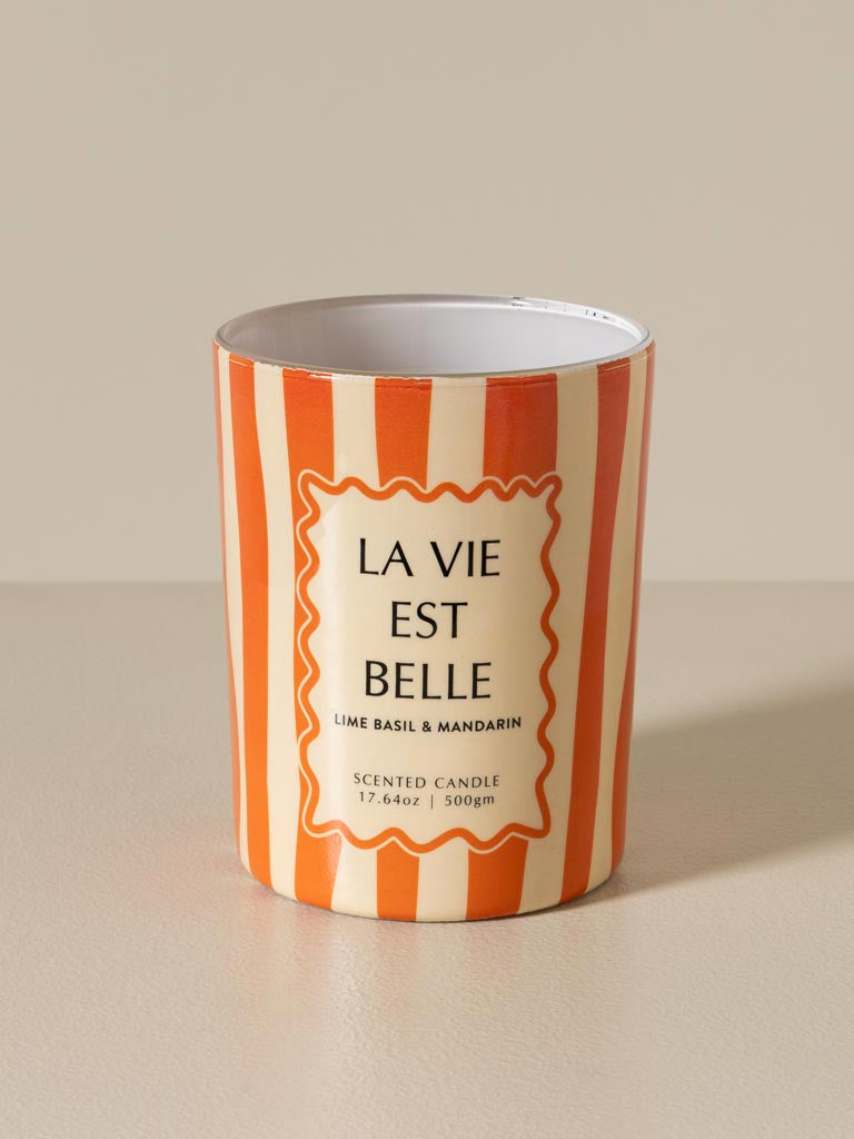 Bougie orange 'La vie est belle' Lime Basil & Mandarin