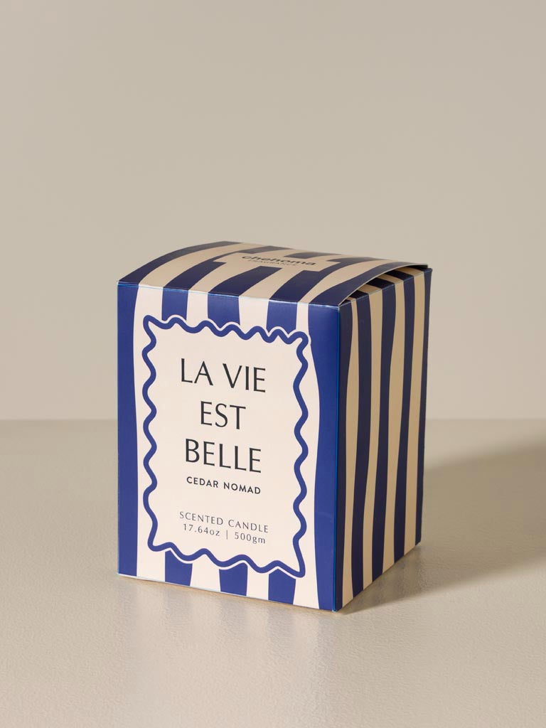 Bougie bleue 'La vie est belle' Cèdre Nomade