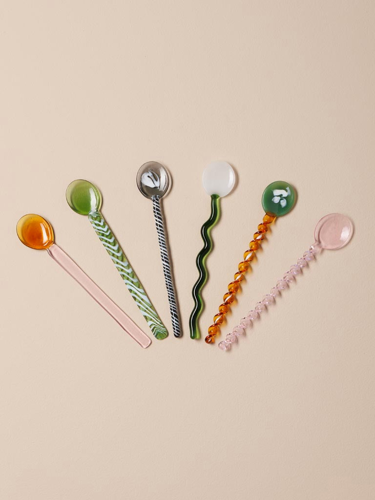 Cuillères en verre coloré | Lot de 6