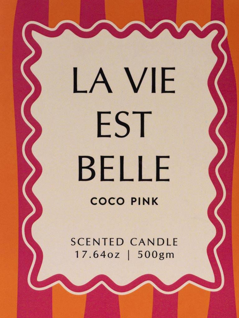 Bougie rose 'La vie est belle' Pink Coco
