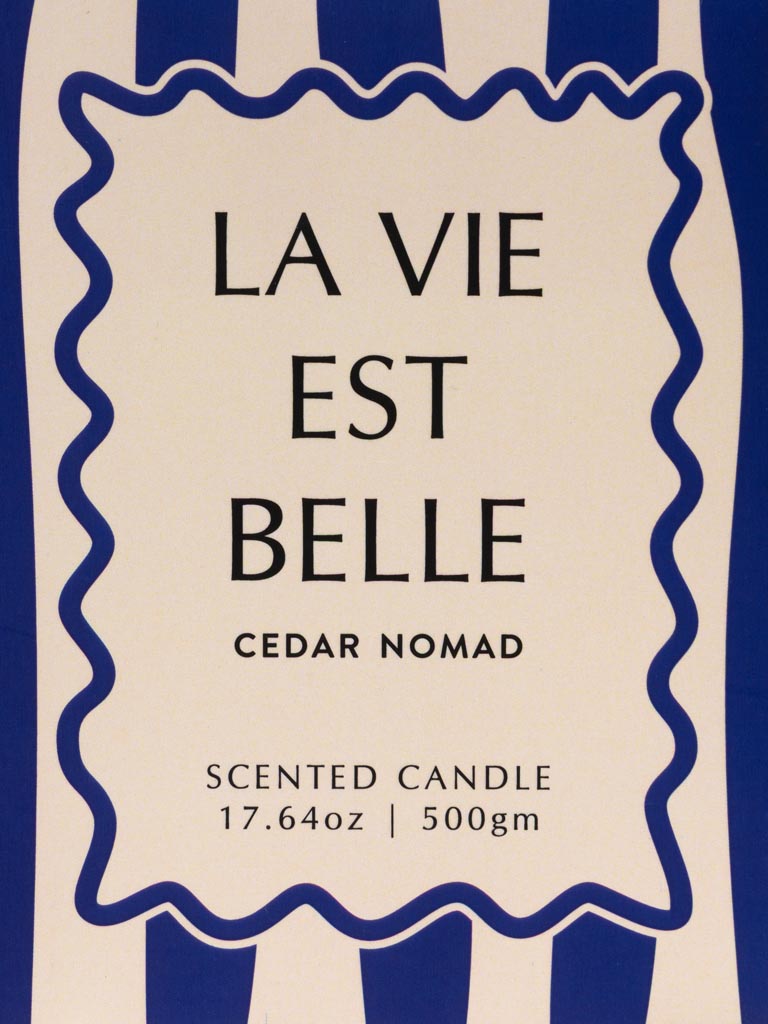 Bougie bleue 'La vie est belle' Cèdre Nomade
